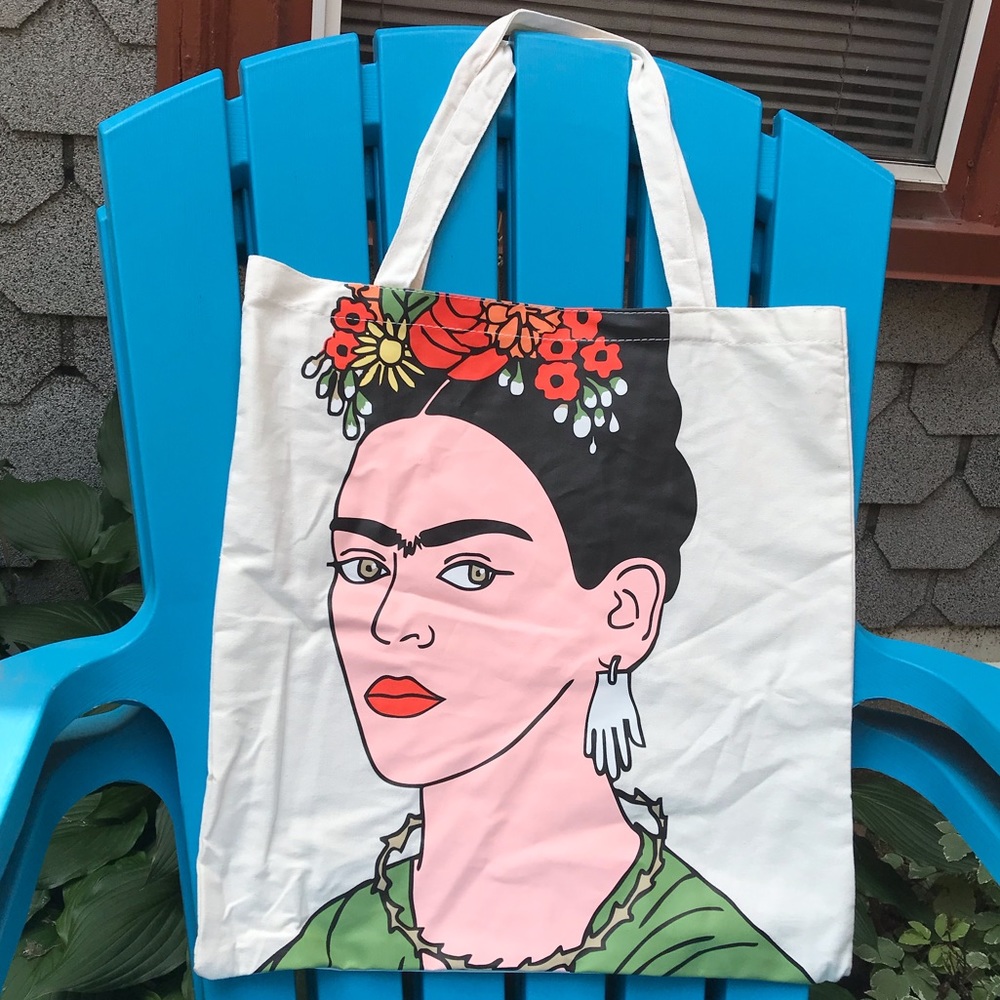 Frida Kahlo painted canvas tote bag - Picture 7 of 8